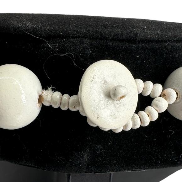 Vintage Chunky Wooden Bead Black And White 80s Necklace Zebra - Picture 3 of 5